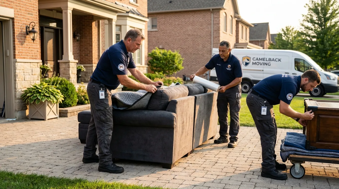 Large estate moving crew wrapping furniture in Lititz, PA